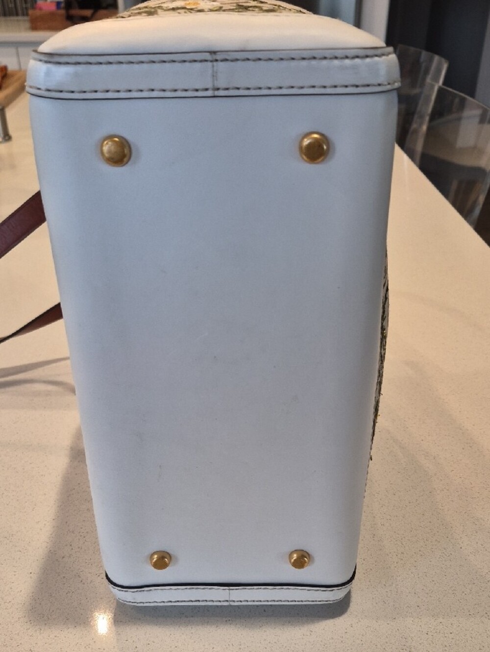 Tory Burch "T" monogram daisie and goldfinch brocade satchel - EUC - Picture 4 of 9
